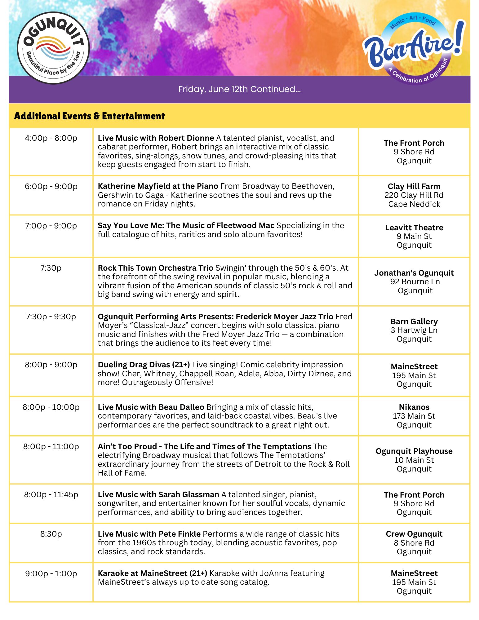Schedule for BonAire page 2