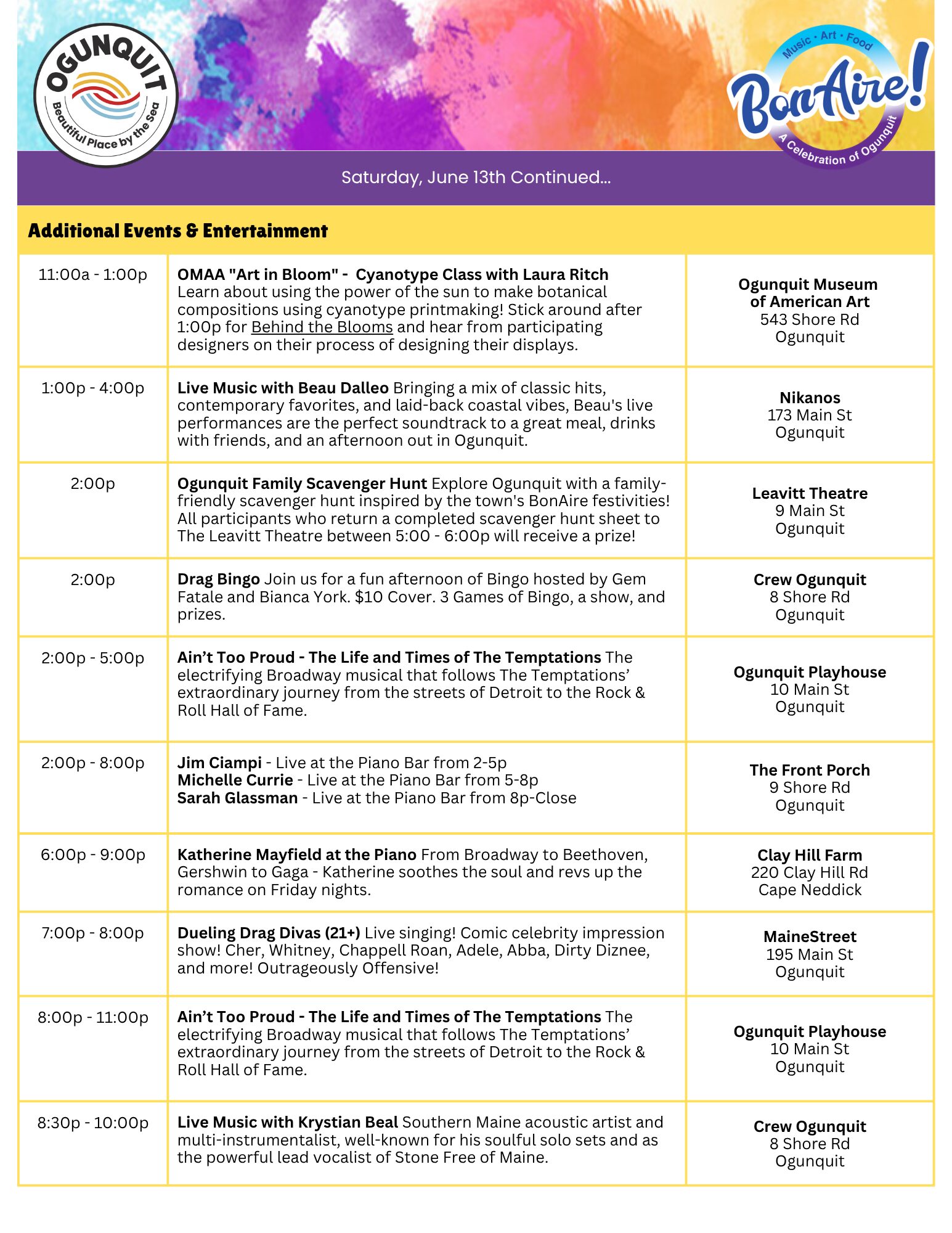 Schedule for BonAire page 4