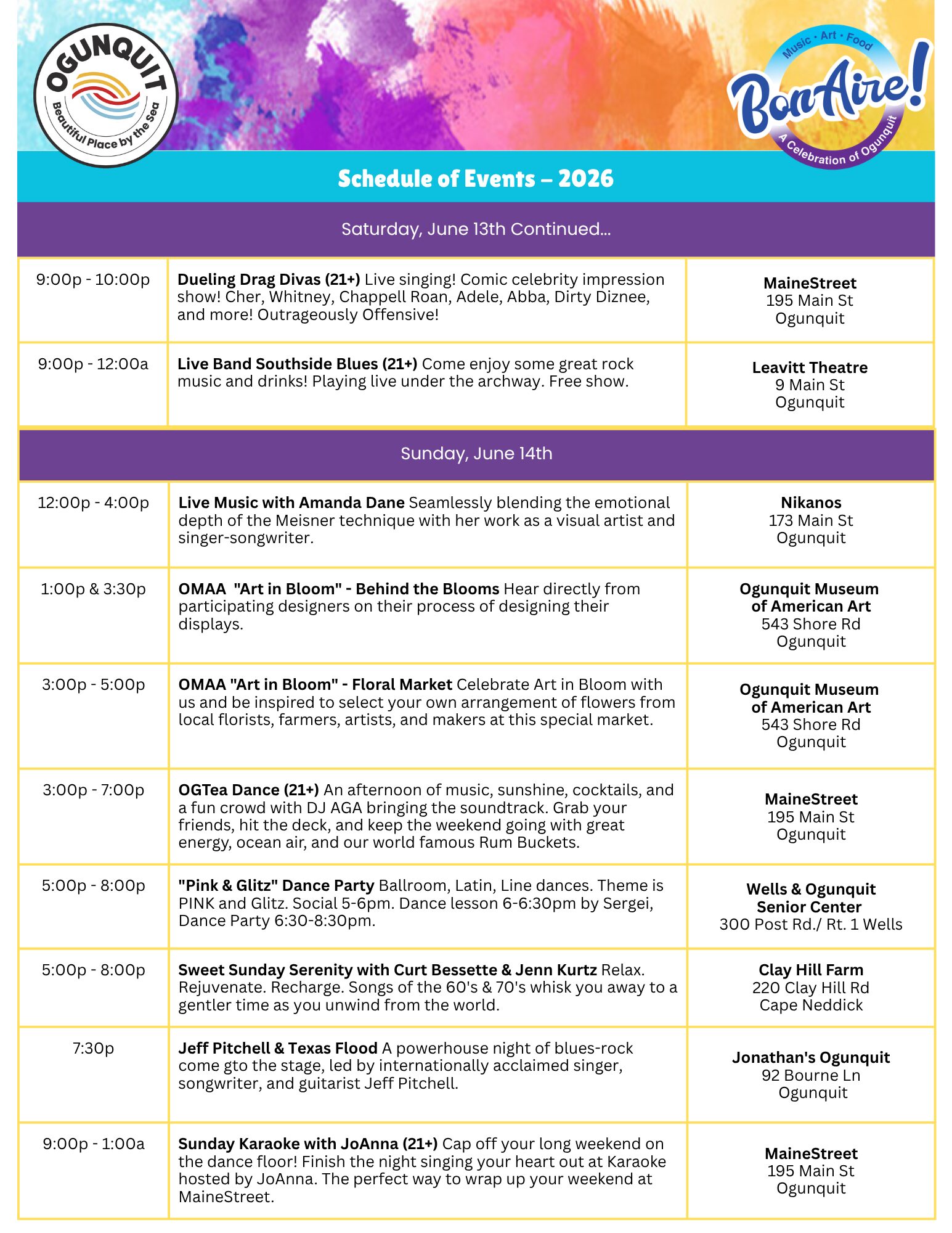 Schedule for BonAire page 5