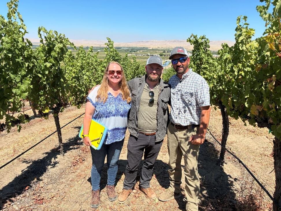L to R: Heather Muser, Sus. WA Auditor; Nathanial Helligso, Program Manager; Dustin Tobin, WA Winegrowers Board Chair &amp; Director of Vineyards at Winemakers, LLC