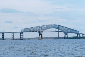 Francis Scott Key Bridge in Baltimore, Maryland on sunny summer day.