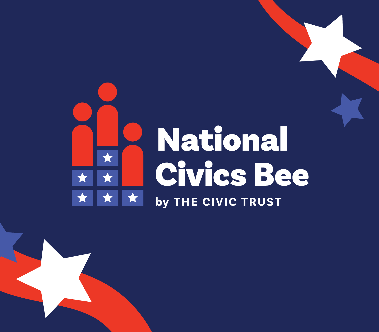 National Civics Bee, by The Civic Trust logo against a blue background with neighboring red stripes and white stars