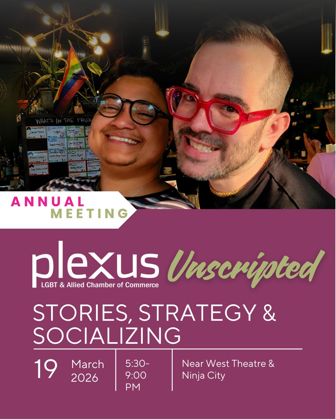 Invitation to March 19, 2026 Annual Meeting. Image shows two people smiling.