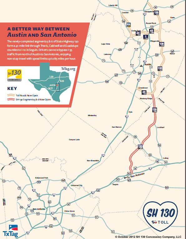 To Lockhart from Austin map