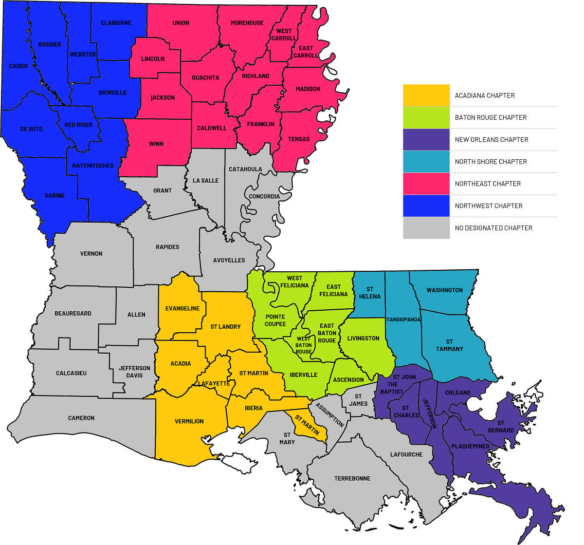 PIA Chapter Map by Parish v2