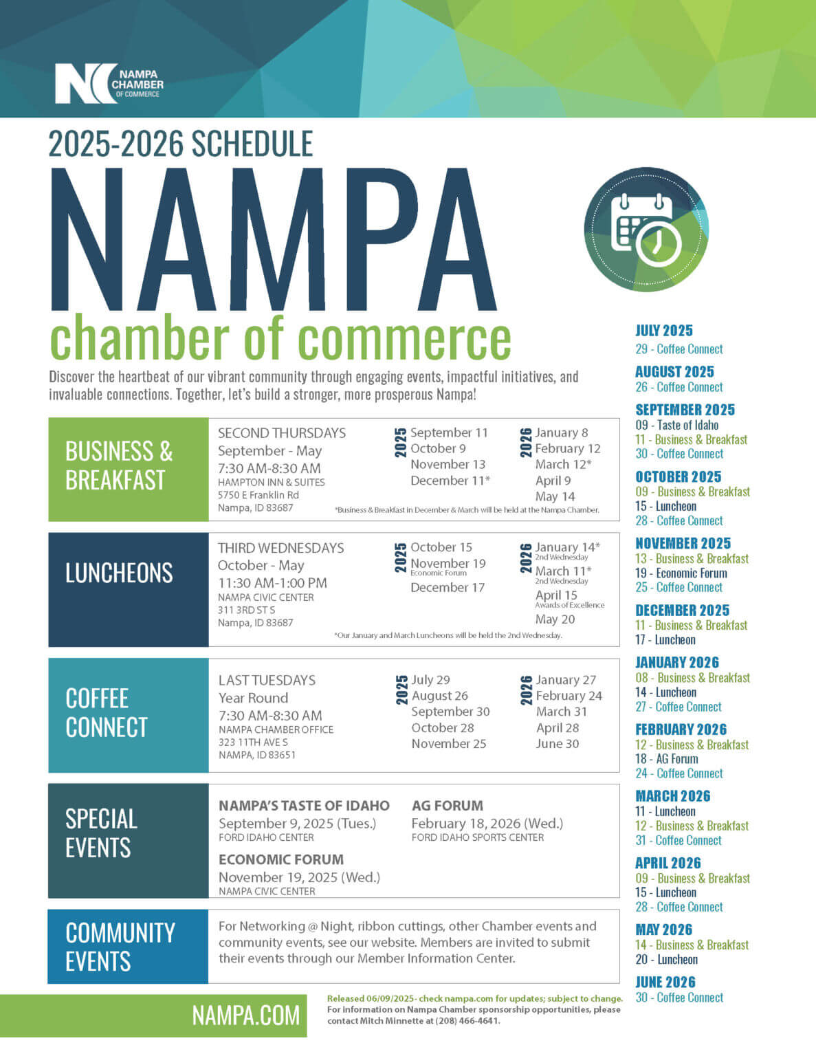 Nampa Chamber Event Calendar