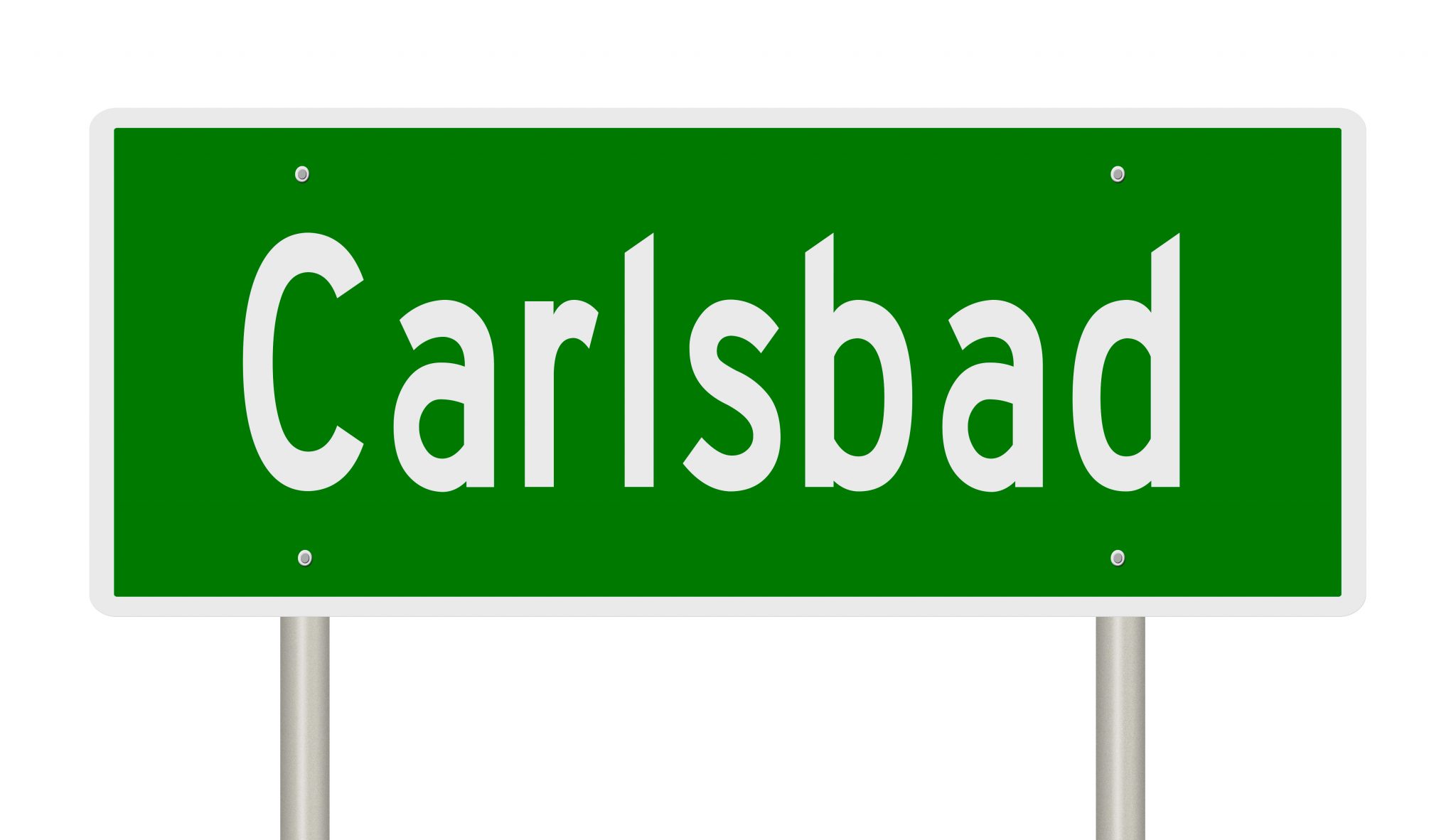 Rendering of a green highway sign for Carlsbad New Mexico
