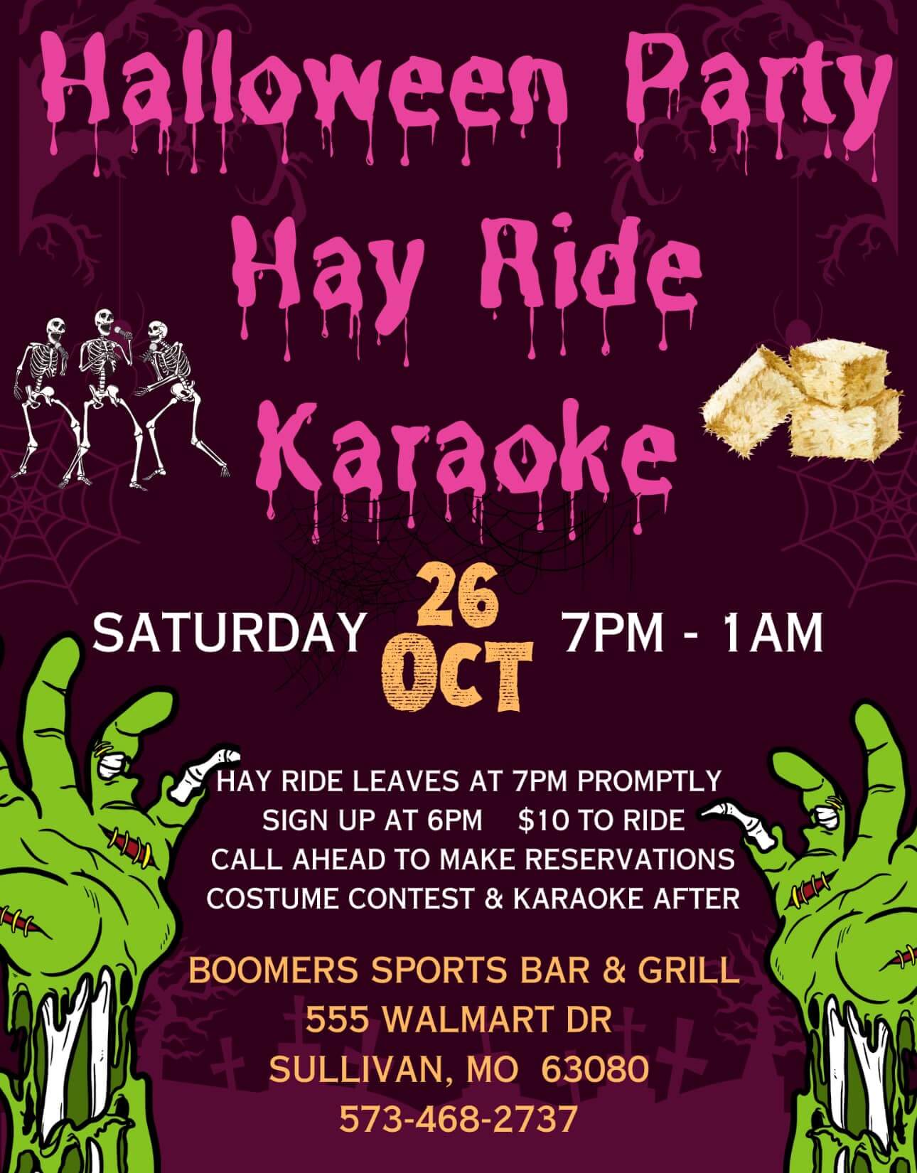 Boomer's Halloween Party Oct 26