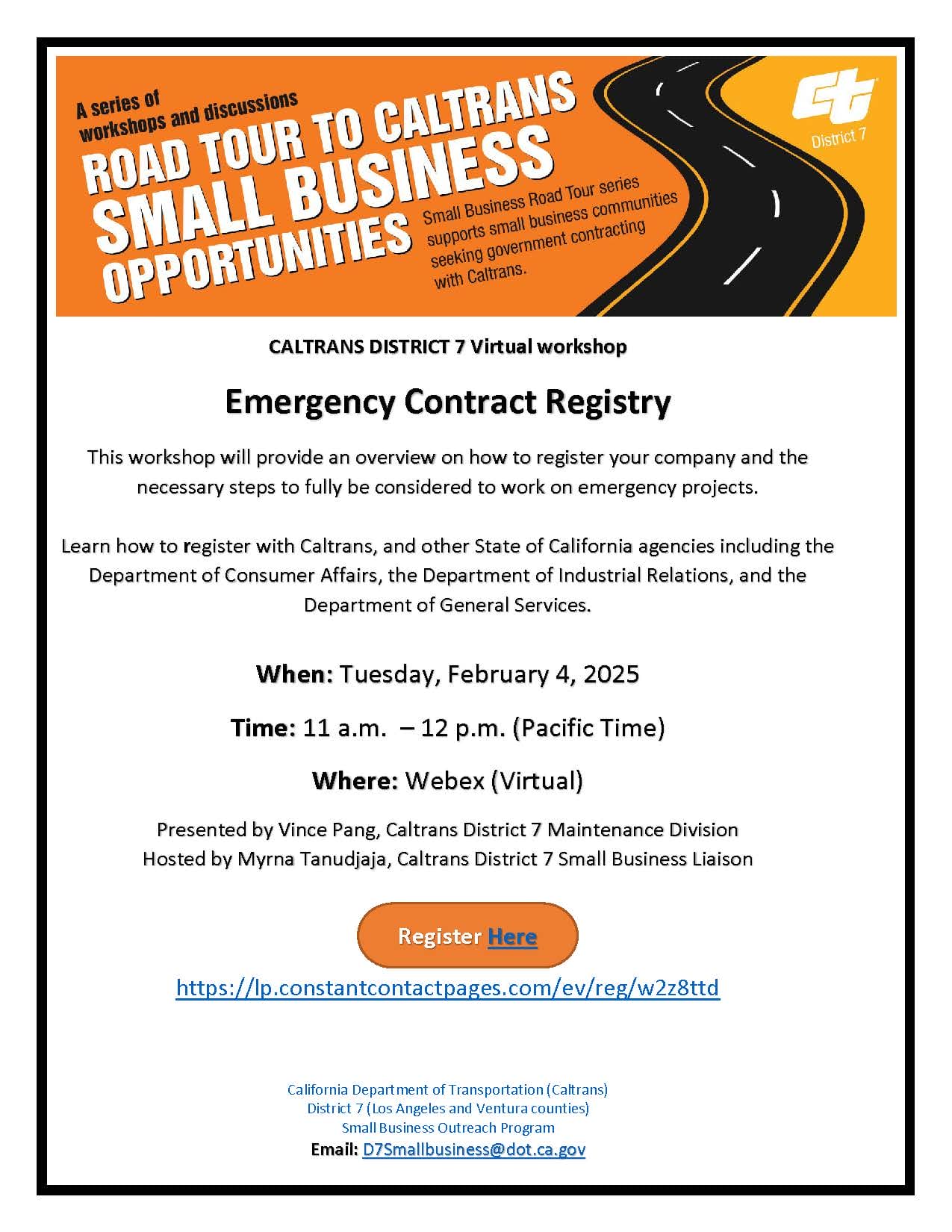 FLYER Road Tour to Caltrans - Emergency Contract Registry