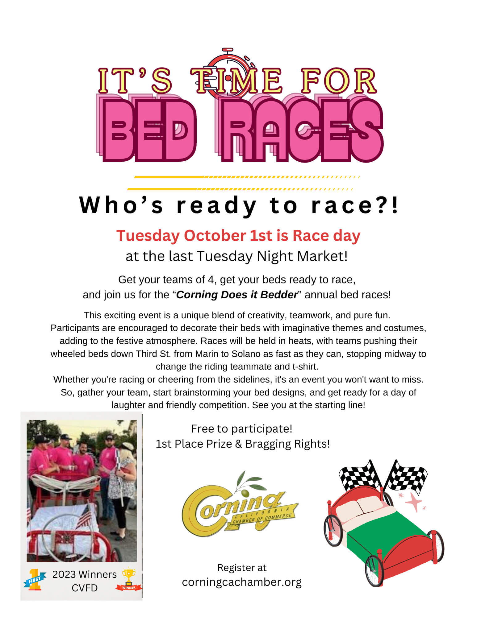 2024 bed race flyer