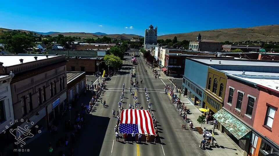 parade and giant american flag