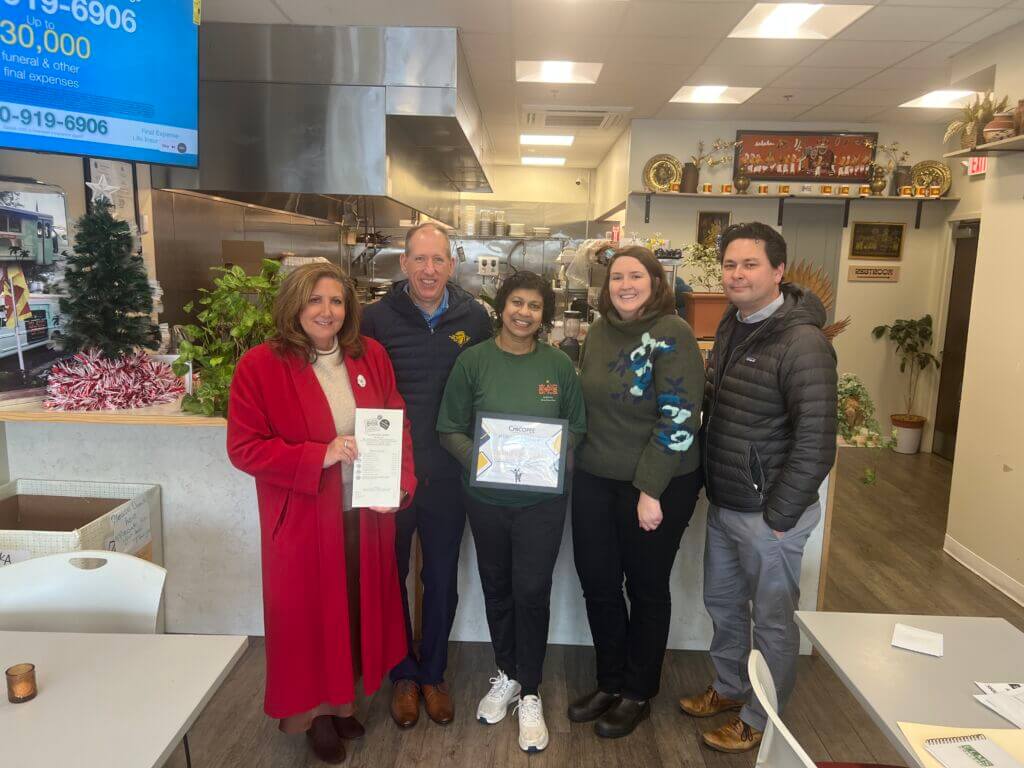 From L to R: Gina Kos of Sunshine Village, Todd McDonald of Springfield Thunderbirds, Deepthi Fernando of Island Spice, Melissa Breor of Chicopee Chamber, and Brion Robert of Westfield Bank 