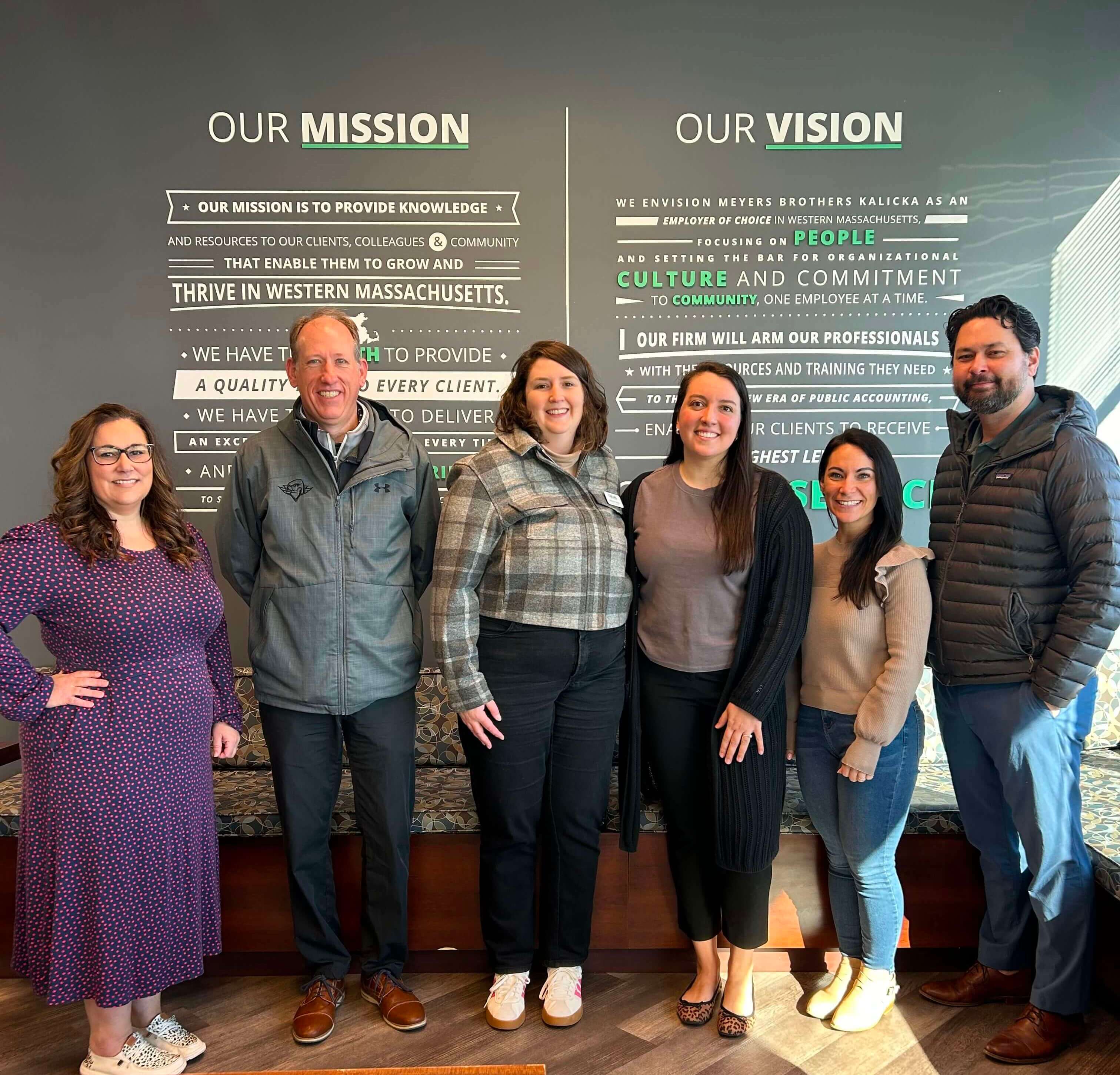From L To R: Corinne Dumont Jackson from Sunshine Village, Todd McDonald of Springfield Thunderbirds, Melissa Breor of Chicopee Chamber, Katrina Arona with Meyers Brothers Kalicka P.C., Heather Leclerc of Home Builders and Remodelers Association of Western MA, and Brion Robert with Westfield Bank