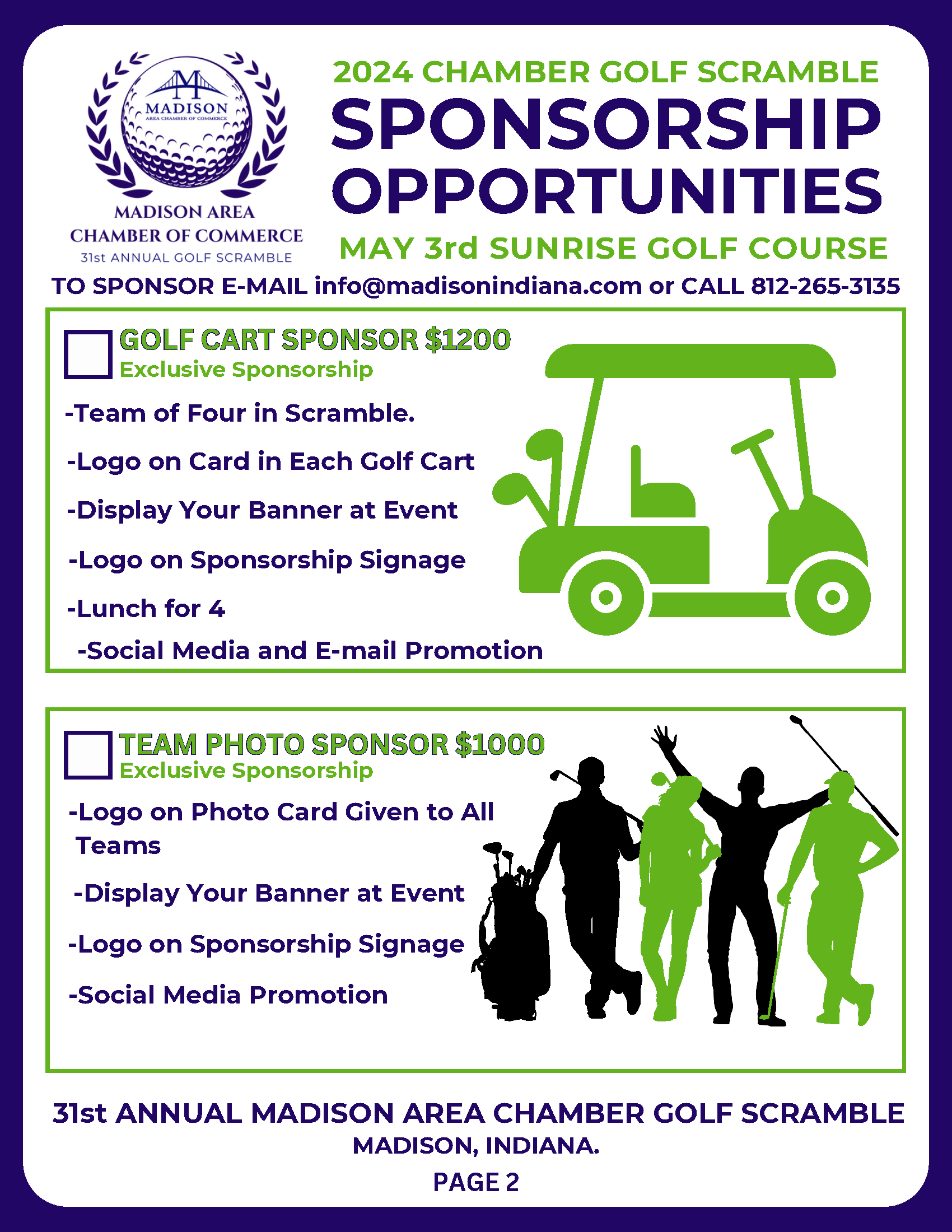 2024 Madison area Chamber of Commerce 31st Annual Golf Scramble Sponsorship Opportunities
