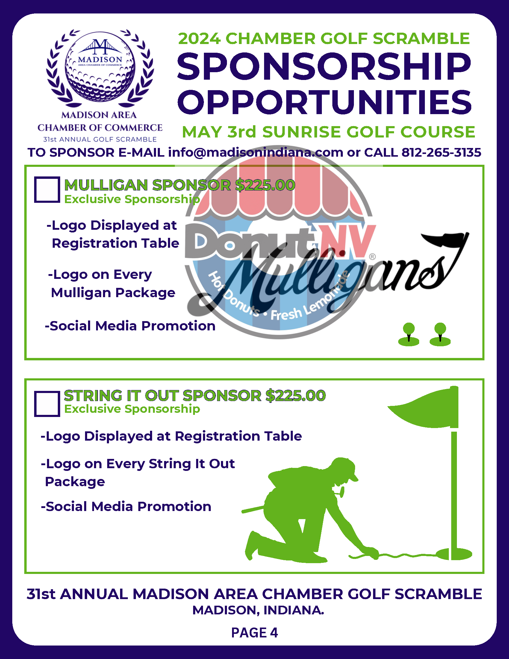 2024 Madison area Chamber of Commerce 31st Annual Golf Scramble Sponsorship Opportunities - Mulligan & String It Out Sponsor