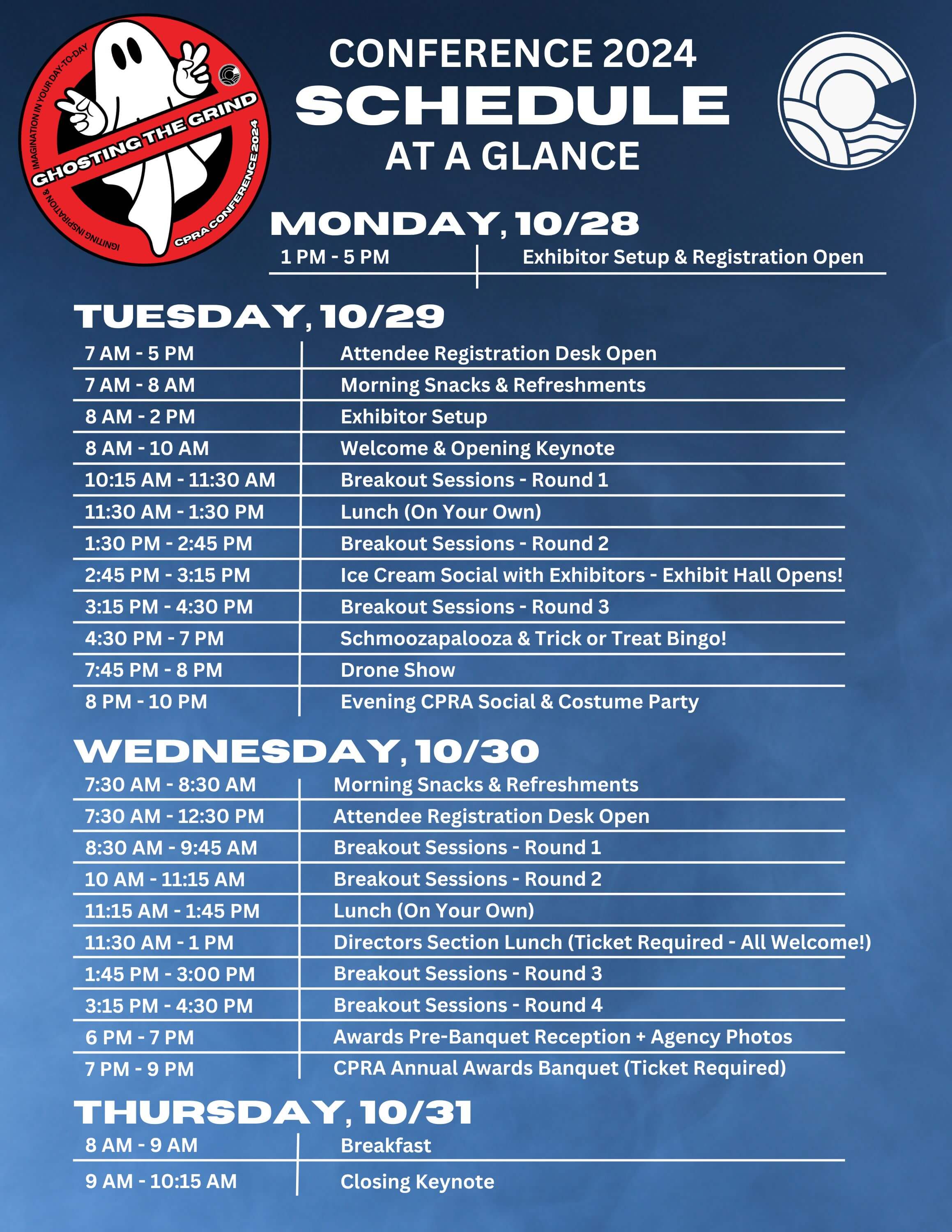 2024 Conference Schedule at a Glance (9.5 Update)