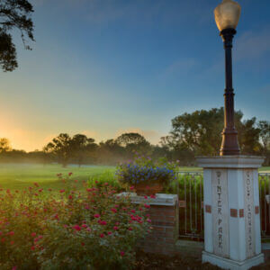 sunset over golf course