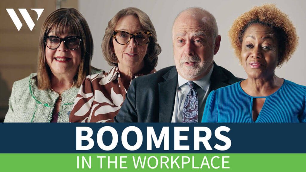 Four baby boomers above the words "Boomers in the Workplace"