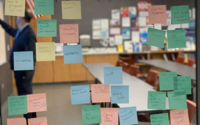 post it notes on glass wall