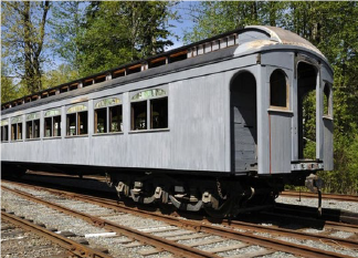 historic railway car on tracks