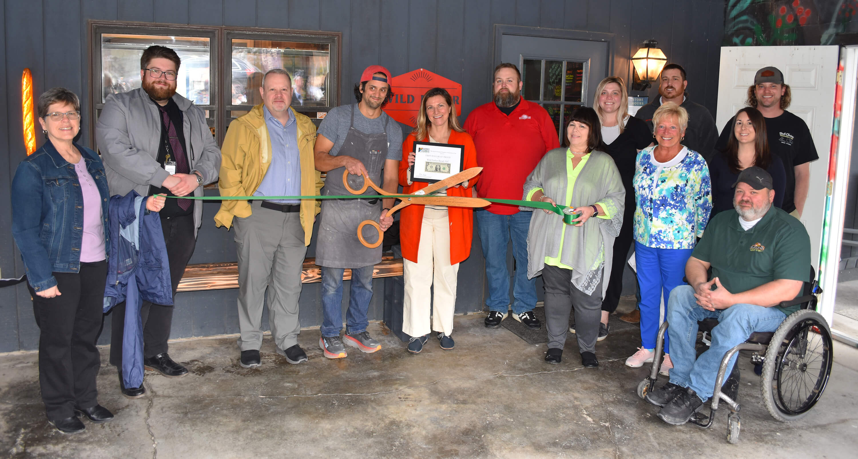 On Thursday, April 11, the Garrett County Chamber of Commerce partnered with the Garrett County Department of Business Development to hold a ribbon cutting ceremony for the grand opening of Wild Ember Bread.