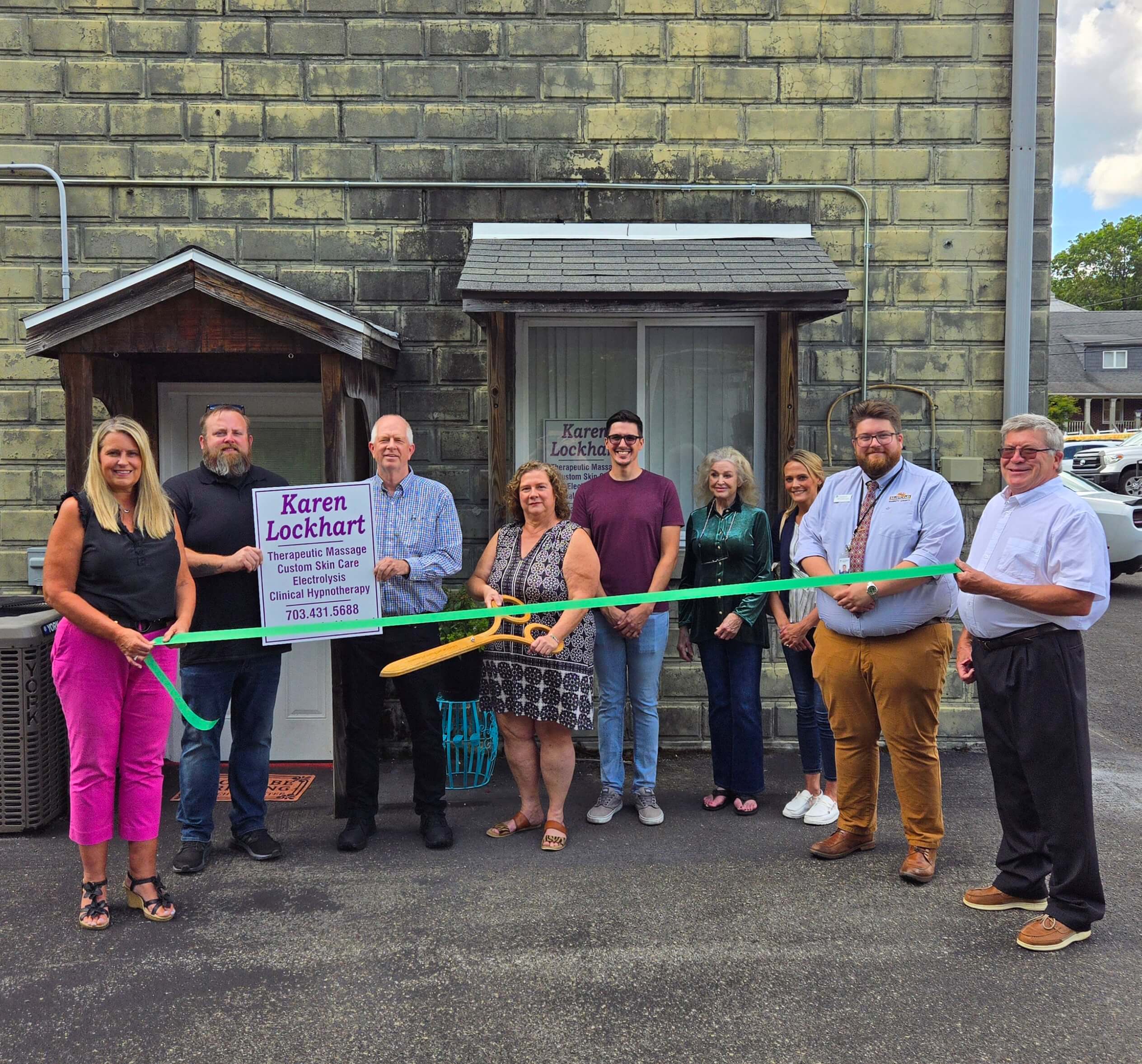 On Thursday, August 1, the Garrett County Chamber of Commerce partnered with the Garrett County Department of Business Development to hold a groundbreaking ceremony to celebrate the grand opening of Karen Lockhart’s new private studio in Oakland. Connor Norman, Business Development Specialist and Chair of the Garrett County Diplomats, led the ceremony. Local dignitaries in attendance include Oakland Mayor Andrew Sauder and Chamber President Andrew Fike.