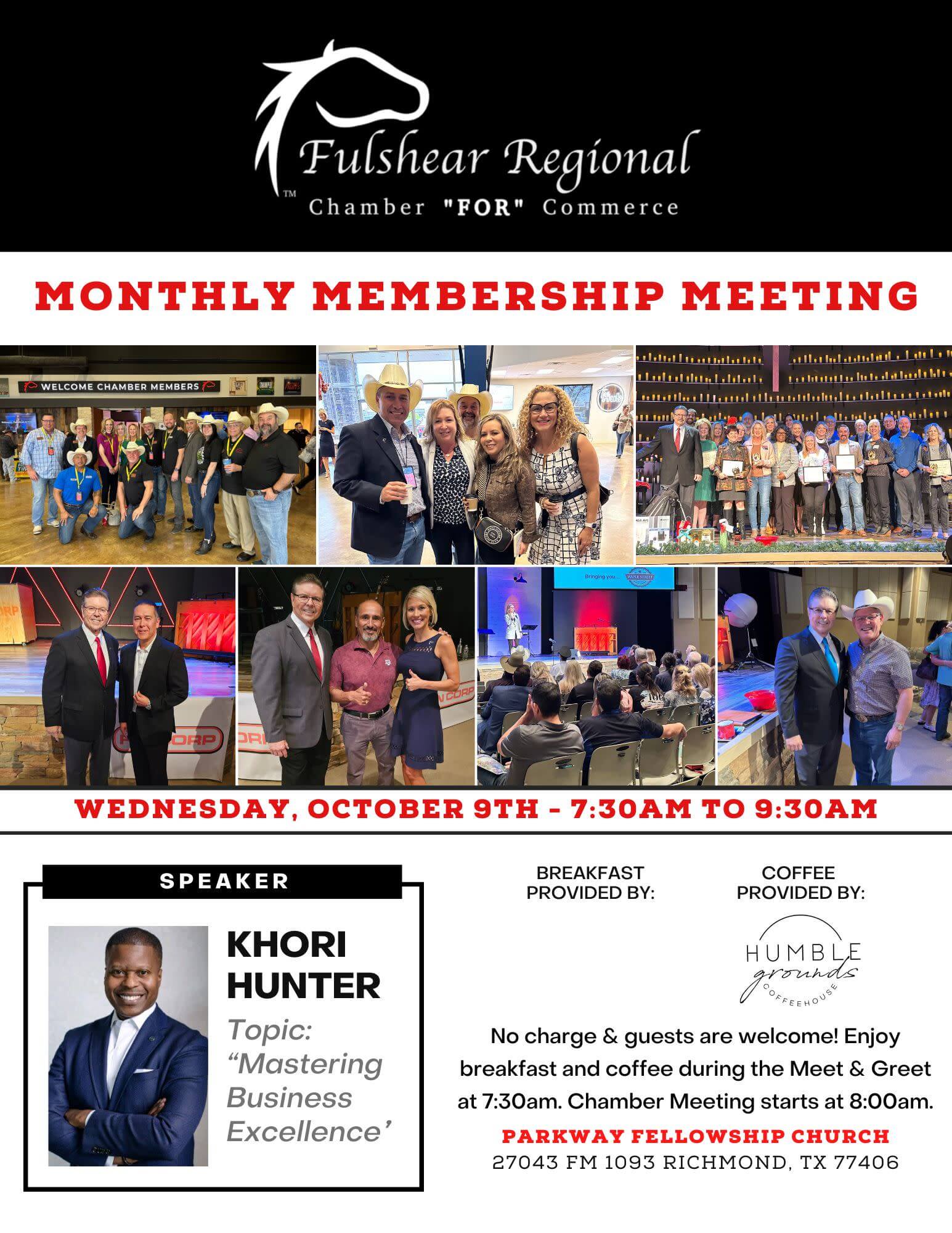 Fulshear Regional Chamber For Commerce October Membership Meeting Flyer