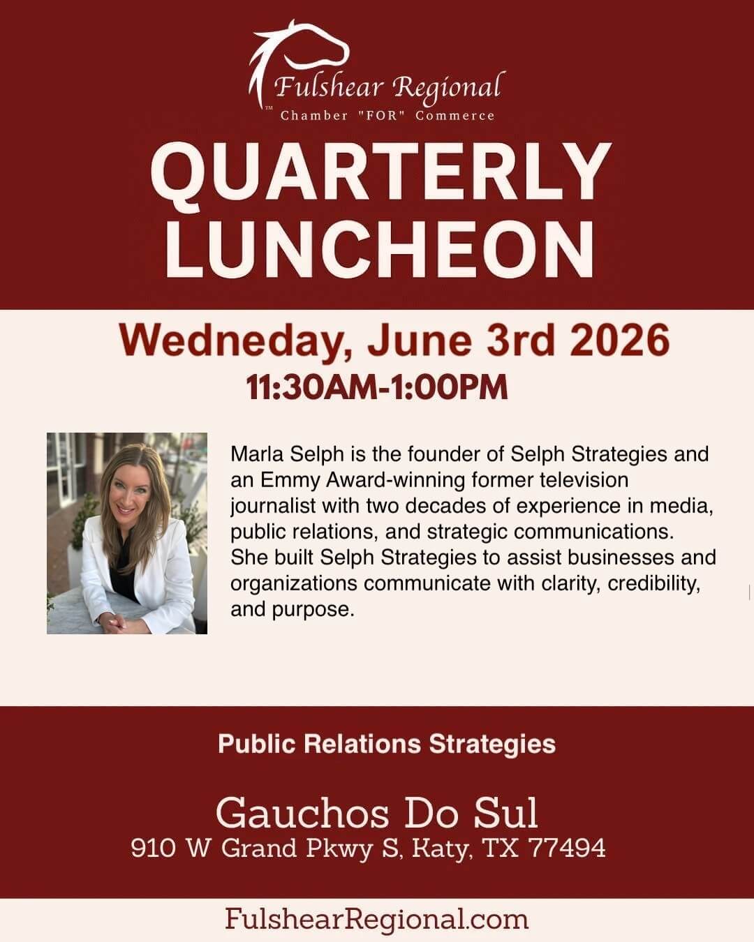 Fulshear Regional Chamber Quarterly Luncheon Featuring Marla Selph