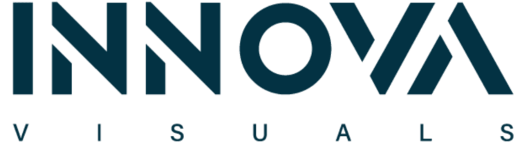 INNOVA Visuals logo in dark teal, featuring bold geometric “INNOVA” lettering with “VISUALS” spaced below.