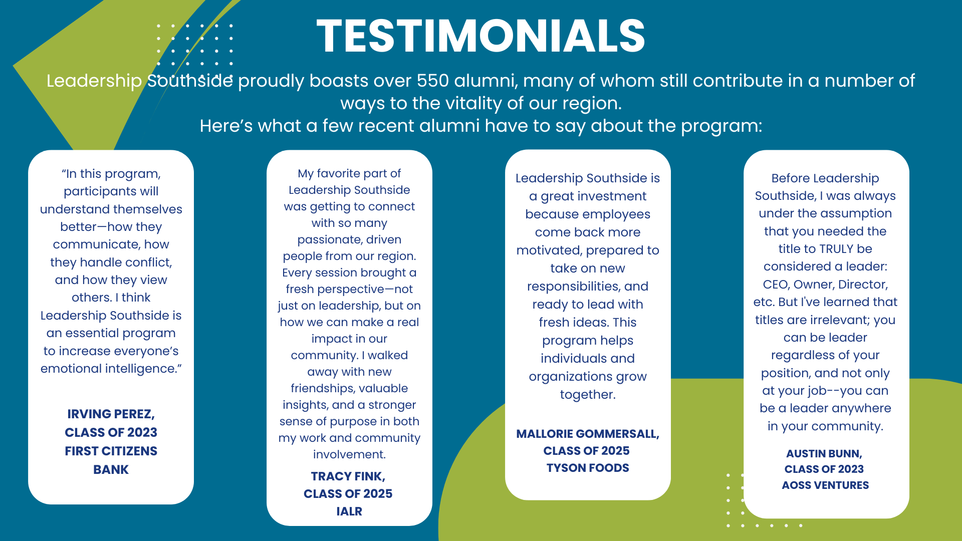 LSS Testimonials LSS Testimonials