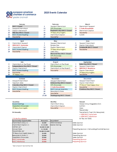 WACC Cincy 2025 Calendar