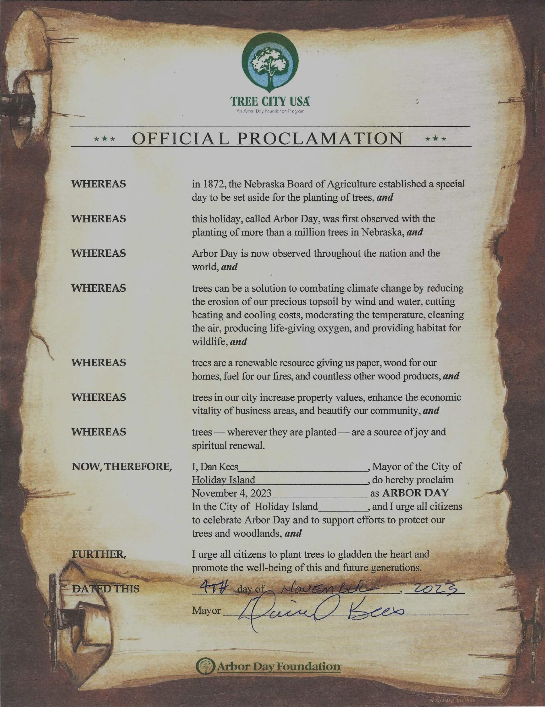 Mayor's Signed Proclamation