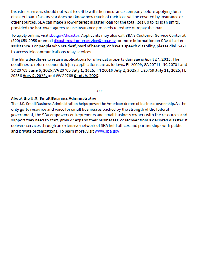 Hurricane Helene Relief, pg 2
