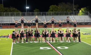 varsity cheerleaders perform half time at FNL