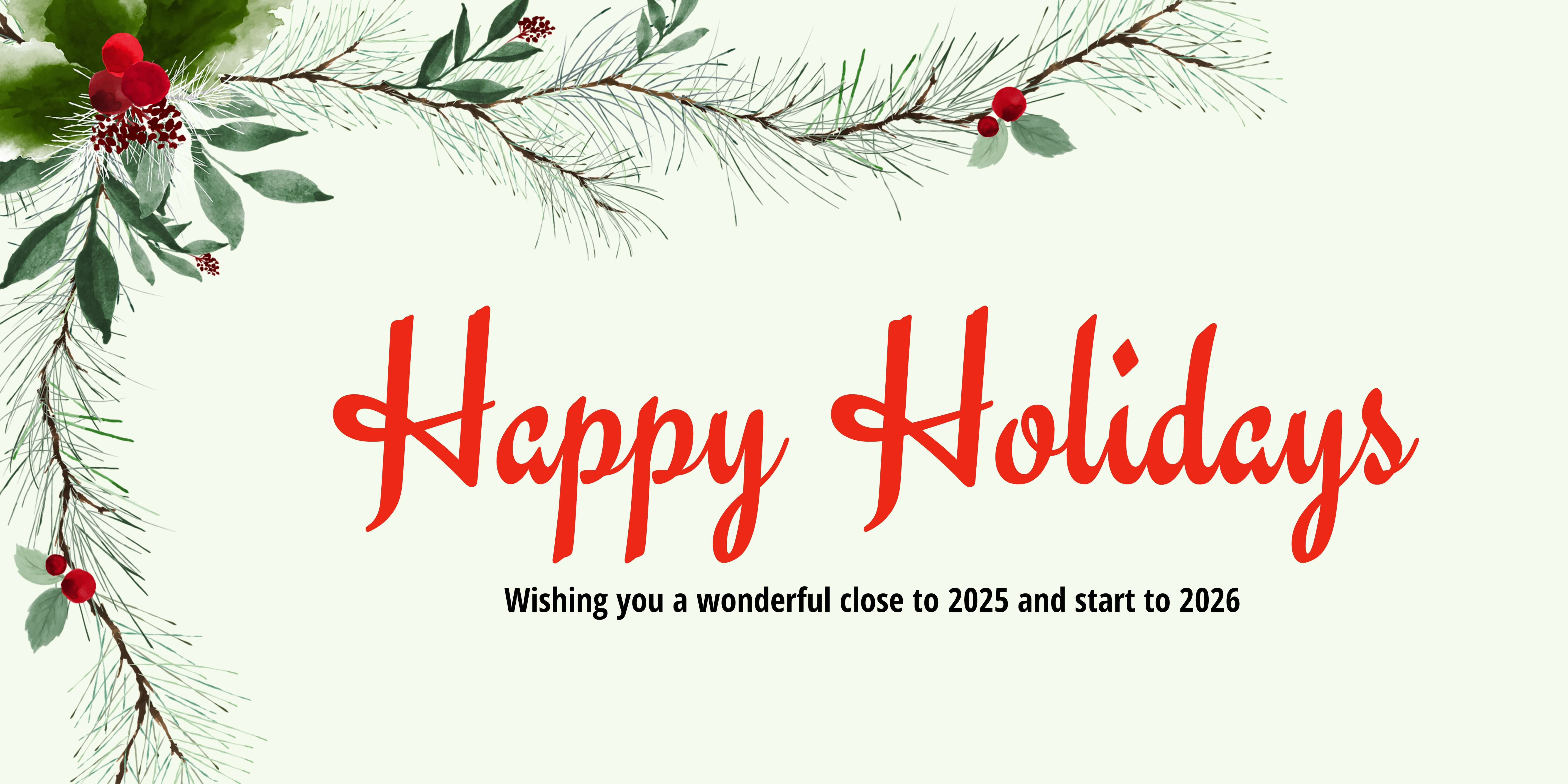 Green and Red Handpainted Watercolor Christmas Greeting Banner - 1 Green and Red Handpainted Watercolor Christmas Greeting Banner - 1