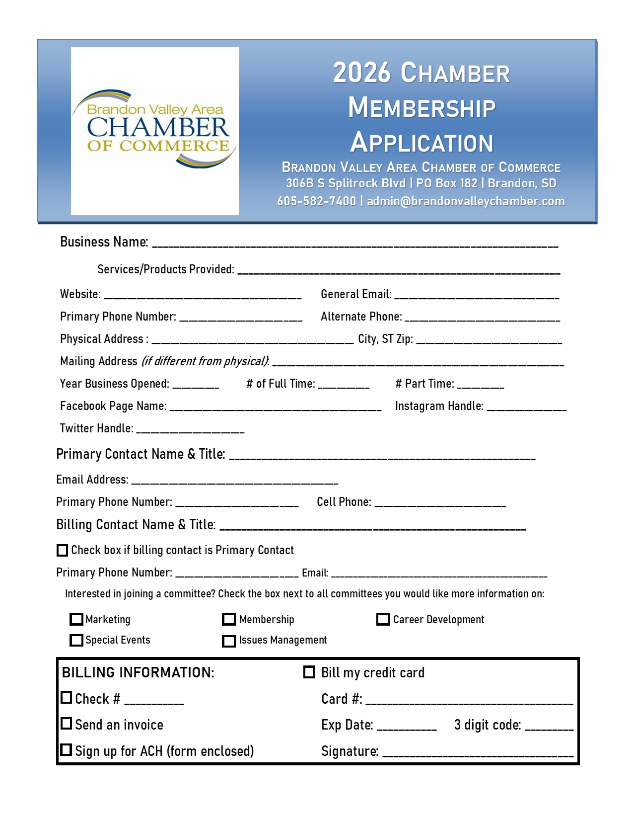 2026 Membership application