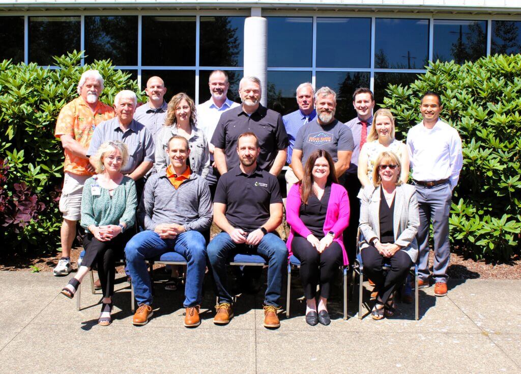 2024-2025 Albany Chamber Board of Directors
Front Row: L-R  Jennifer Stanaway, Samaritan Health, Grant Cyrus, Target Distribution, Brent Stutzman, Stutzman Services, Selina Marshall, Citizens Bank, Janet Steele, Chamber President  Middle Row: L-R  John Pascone, L.E.D.G., Sarah Steen, Jason Yutzie, Coastal Farm, Joel Kinman, Bravo Company, Sarah Knowles, SingerLewak, John Andersen, Boy &amp; Girls Club of Albany  Back Row:  L-R  Brian Oare, Oare &amp; Associates, Keith Kessler, Direct Flooring Center, Chris Hanson, ATI, Roger Nyquist, Lake Shore Lanes, Abel Condrea, Edward Jones