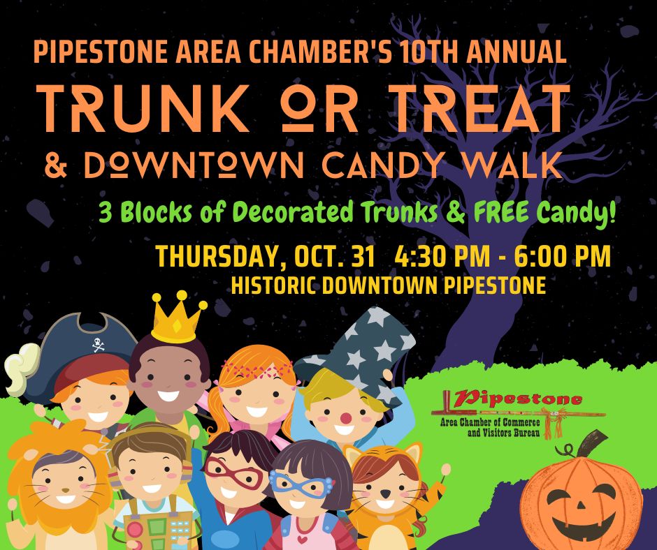 Cartoon children dressed in Halloween costumes (trunk or treat poster)