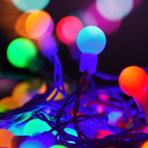 multi-color Christmas lights with black background