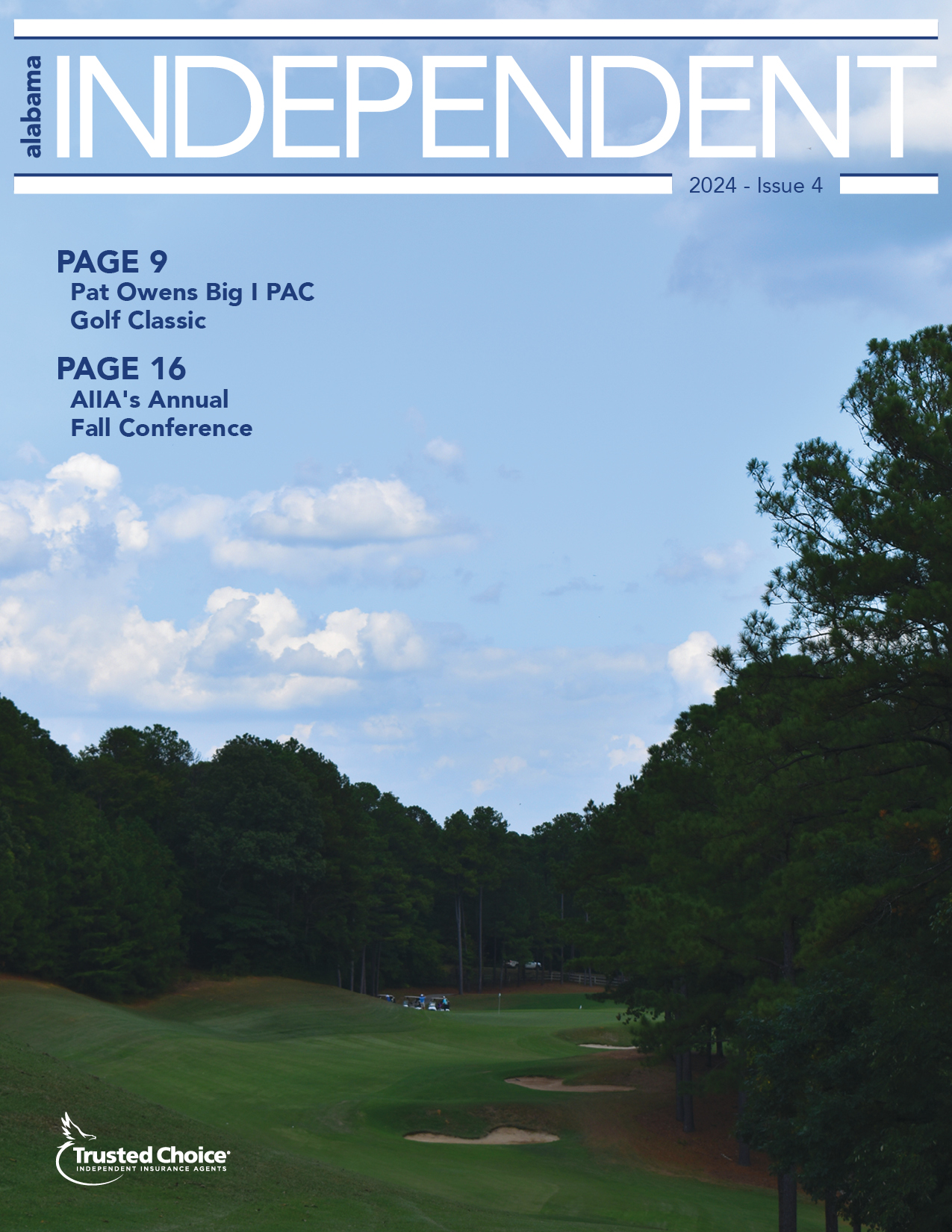 Image of a golf course with blue and deep greens.