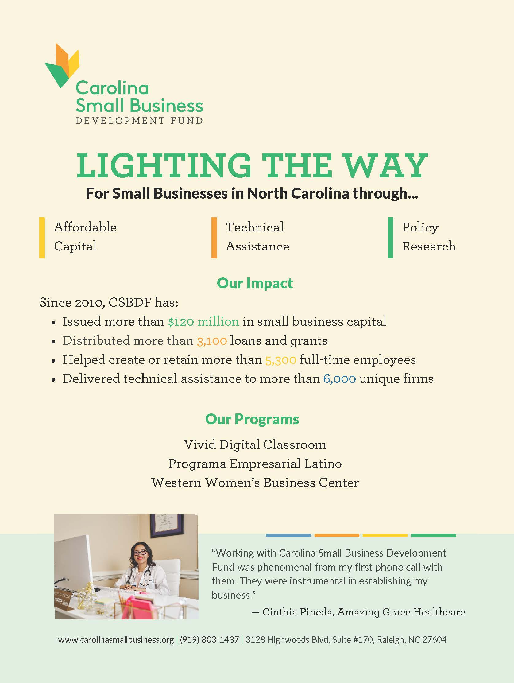 Carolina Small Business Development Fund -- Generic Flyer Carolina Small Business Development Fund -- Generic Flyer