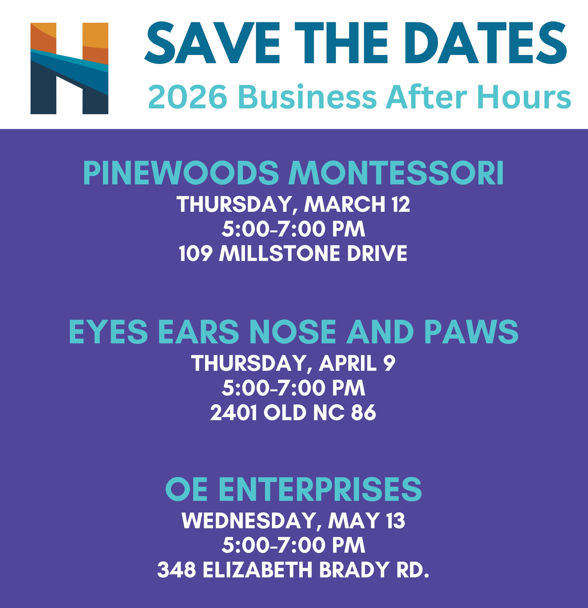 Business After Hours 2026 save the dates 2