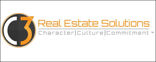 Black circle with letter c and number 3 inside next to the words Real Estate Solutions over the words Character Cultures