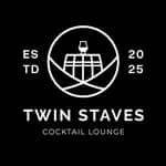 Twin Staves logo with a whiskey barrel and glass