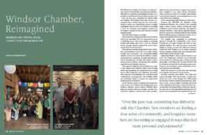 Magazine article layout that reads Windsor Chamber Reimagined