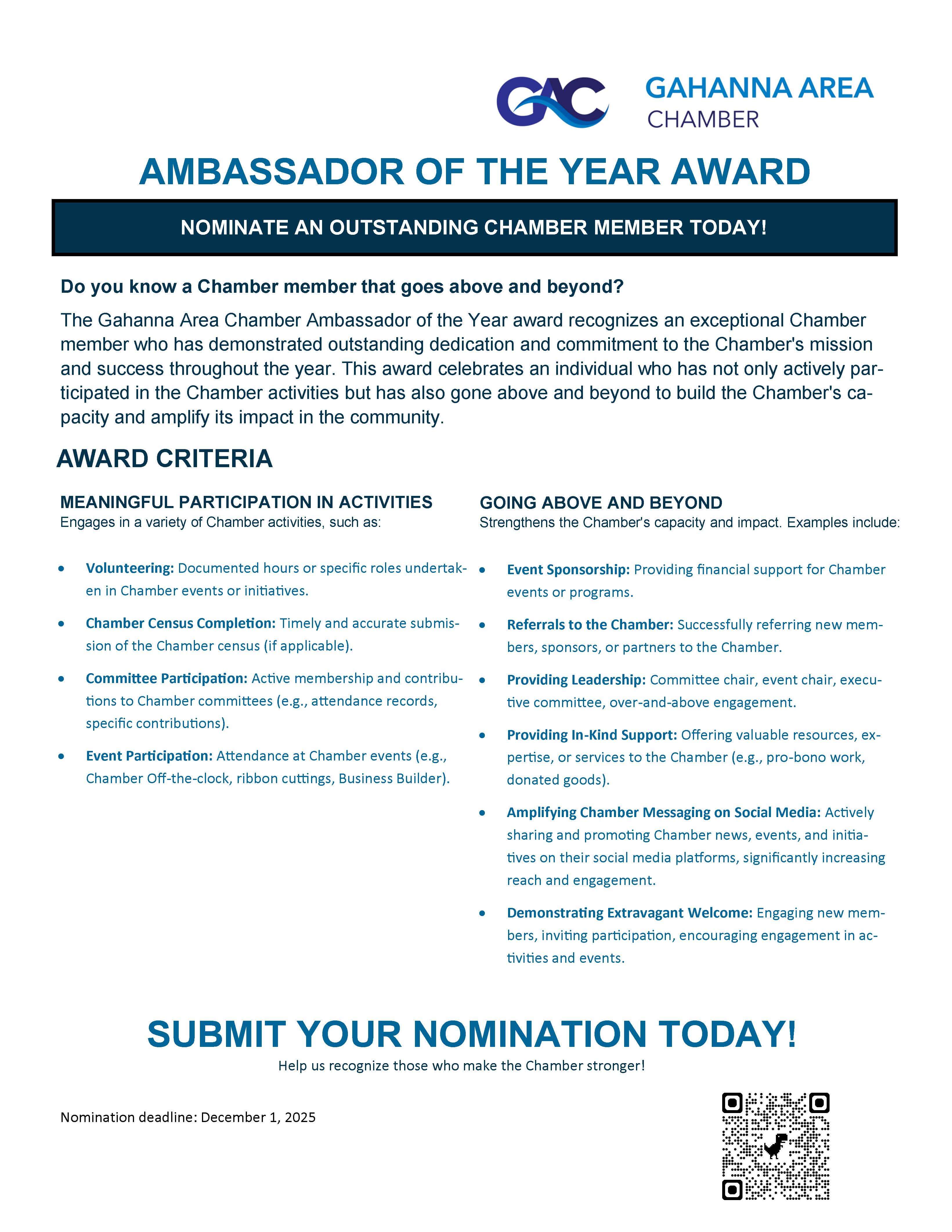 Ambassador of the year flyer