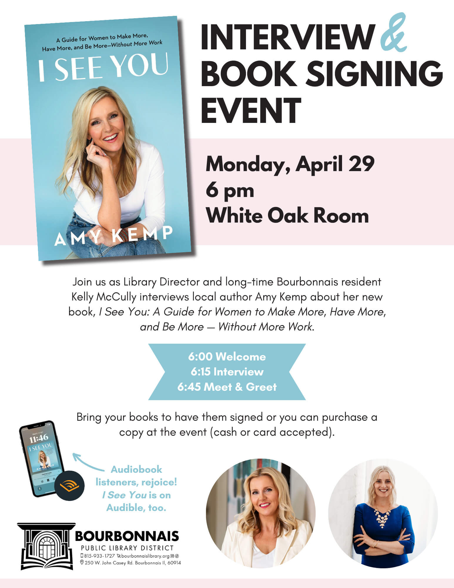 4.29.24 Amy Kemp Interview &amp; Book Signing Event Flyer