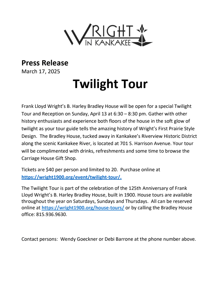 twlight tours PR