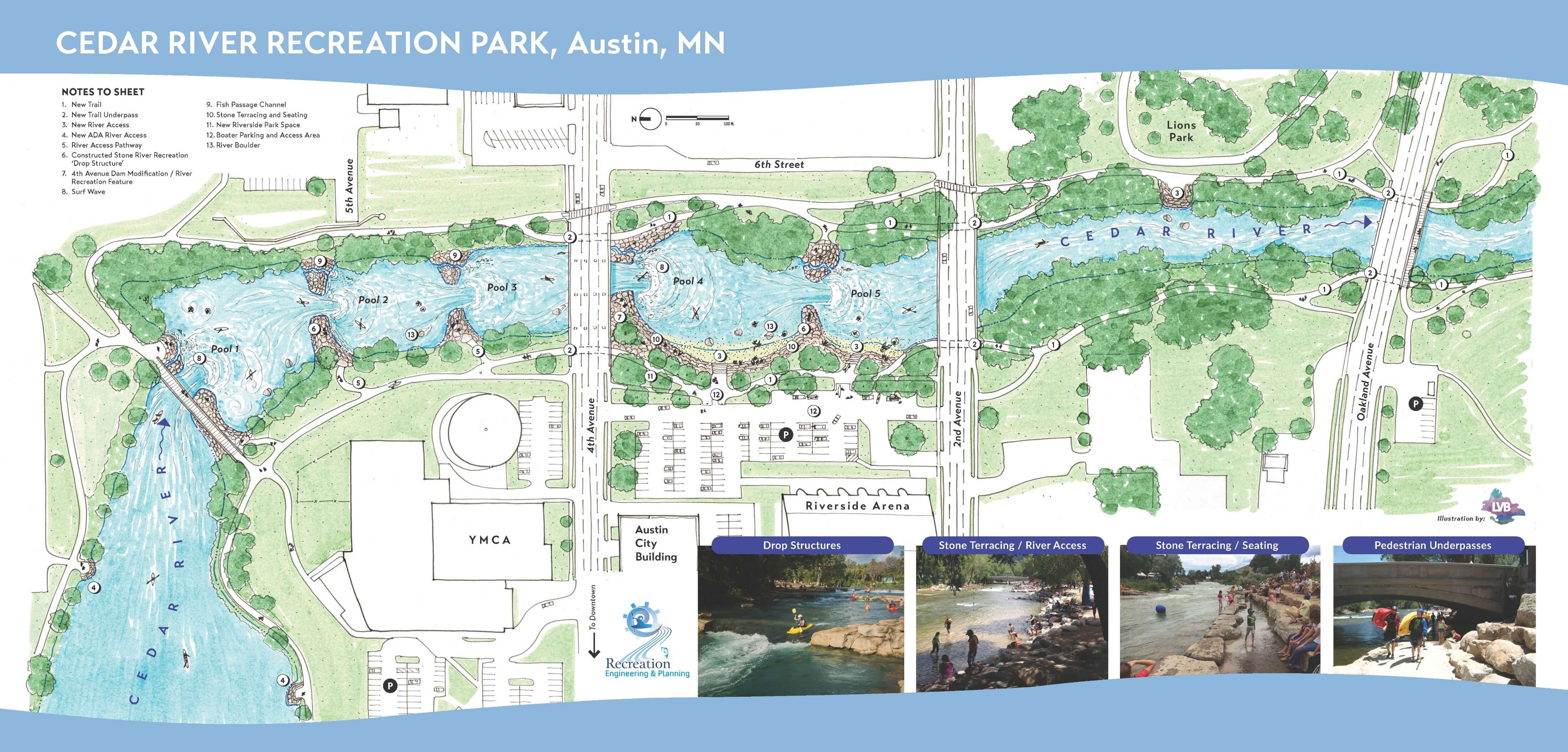 A map of the proposed Austin Whitewater project.