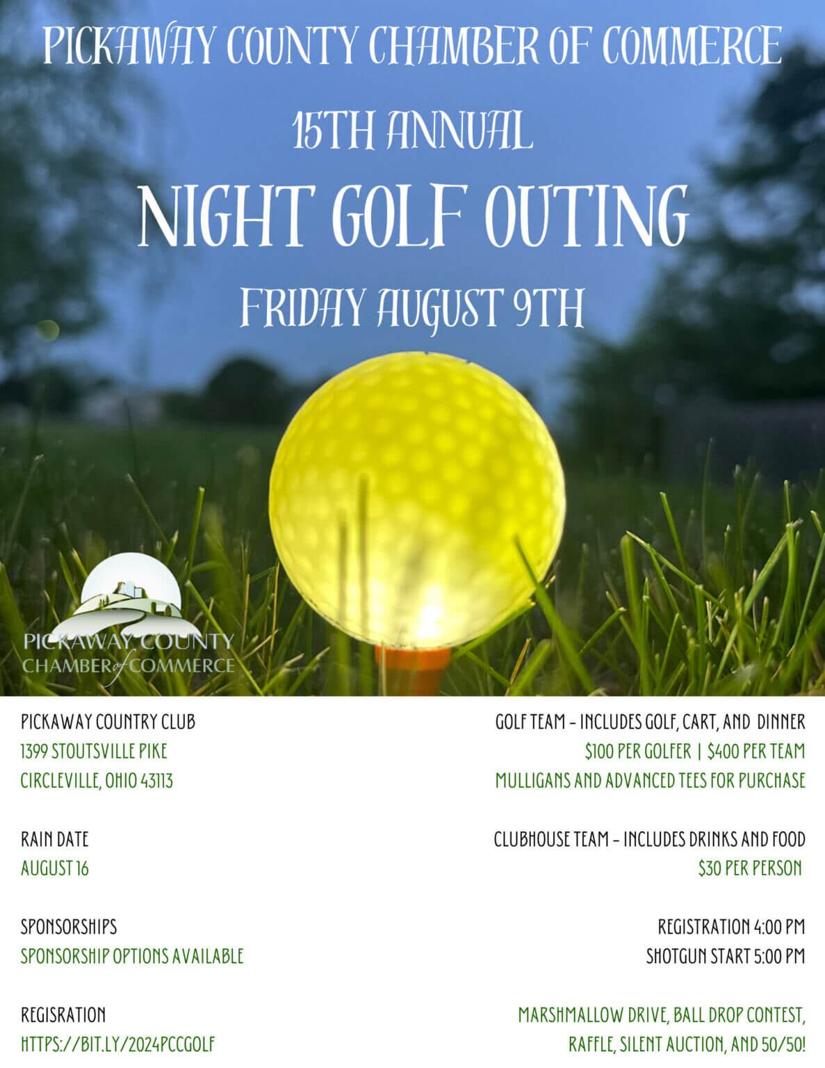 PC 2024 Annual Night Golf Outing flyer